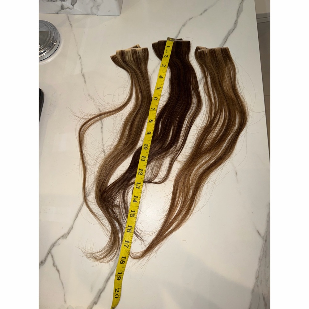 HAIR SHOP INC. Skin Weft Tape Hair Extensions - Brown Shades W/ HIGHLIGHTS 18”